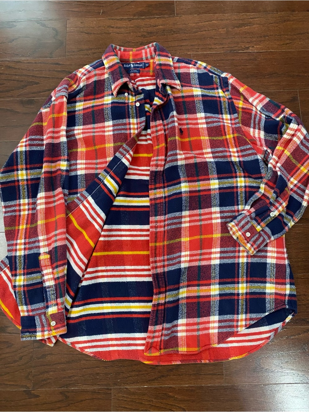 VTG Polo Ralph Lauren Men's Long Sleeve Shirt Plaid Button Down Flannel Size XL
